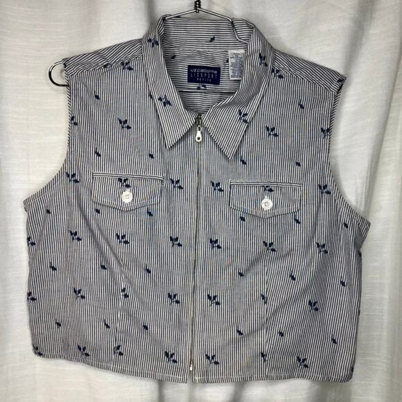 Vintage LizSport 2pc Pinstripe Embroidered Summer Outfit (size 12) - Picture 2 of 5